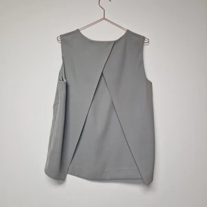 Kin John Lewis Top UK 16 Olive Green Sleeveless Fold Over Back Blouse Office - Picture 1 of 9