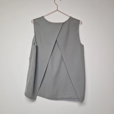 Kin John Lewis Top UK 16 Olive Green Sleeveless Fold Over Back Blouse Office - Image 1 of 4