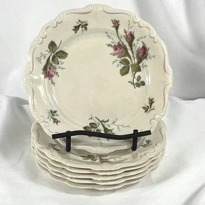 Rosenthal Selb Germany Pompadour 6,25" Brotset / 6 Dessertteller Rosa Rose Moos - Bild 1 von 6