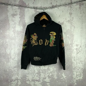 Vintage Ed Hardy by Christian Audigier Hoodie Women’s Y2K Black Big Logo Size L - Picture 1 of 13
