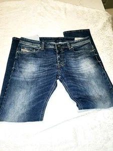 Pantalones de mezclilla DIESEL Safado para hombre 36x32 azul recto desgastado botón mosca - Imagen 1 de 6