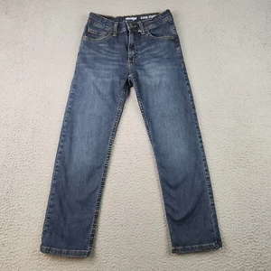 Wrangler Blue Jeans Boys 10 Classic Straight Leg Dark Stretch Adjustable Waist - Picture 1 of 9