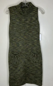 Neu mit Etikett Calvin Klein Pulloverkleid basilgrün Rollkragen ärmellos Taschen Small - Bild 1 von 10