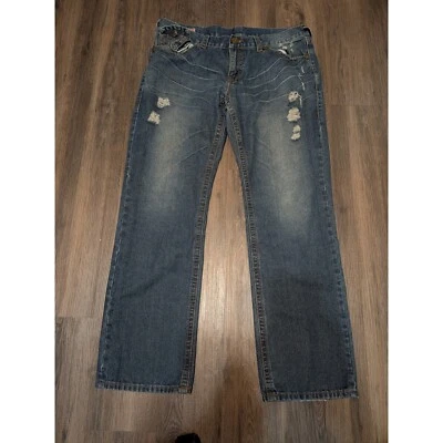 True Religion Jeans Distressed Rips Relaxed Fit Denim Pants Size 40 (Red Flaws) - Image 1 of 4