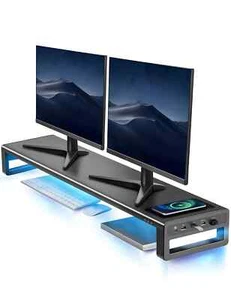 Dual-Monitor-Ständer mit kabelloser Aufladung und 4 USB-Hubs - Metallständer ... - Photo 1/7