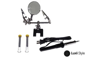 60W Lötkolben mit helfender Handlupe & Lötdraht Rohr Schmuck Reparatur - Bild 1 von 4