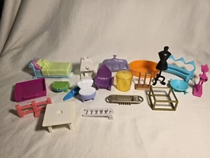Polly Pocket Sullvania Dolls ACCESSORIES LOT Furniture Seats Mini Mattel Toy - Picture 1 of 16