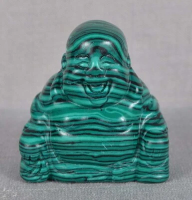 Tallado MALAQUITA CHINA HOTEI Buda del futuro de colección Foto 1 de 4