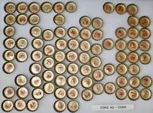 Vtg. Coca Cola Coke King Size Metal Bottle Caps Cork Discover America Set (85) - Picture 1 of 11