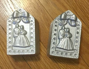 NEW 2 Pc Unique Handmade Bride & Groom Wedding Trinket Box Earring Ring Box - Picture 1 of 7