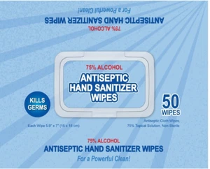 ANTISEPTIC HAND SANITIZER WIPE'S 50 Wipes In 1 Pack buy 4 for $14 200 WIPE'S - Picture 1 of 5
