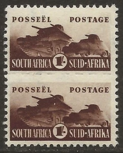 South Africa 1942-43 War issue 1/ Brown Vert. Pair #97 VF-H CV $15.00 - Picture 1 of 2