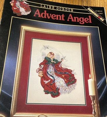 Advent Angel Cross Stitch Pattern Leaflet Dimensions 1996 Vintage Laine Gordon - Image 1 of 4