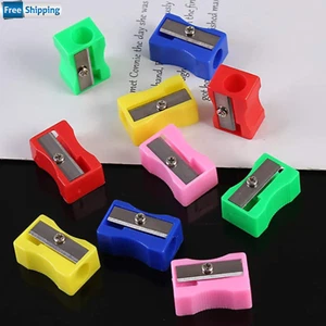 10Pcs Random Color Stationery Pencil Sharpener Single Hole Plastic Sharpener - Picture 1 of 11