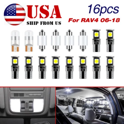 16pc LED Light Kit For Toyota RAV4 2006-2018 Interior White Lights Bulbs Package Foto 1 de 4