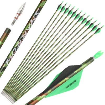 30" Pure Carbon Arrow Spine340 ID6.2mm Camo RecurveBow Compoundbow Shoot Hunting - Image 1 of 4