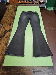 Free Ship Rock&Roll Cowgirl Jeans High Rise Flare Women 30x36 Bell Bottoms Black - Picture 1 of 8