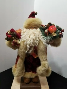 VINTAGE 16" SANTA CLAUS ON PLATFORM HOLDING FRUIT W/ BEAUTIFUL FRUIT COAT DESIGN - Picture 1 of 8