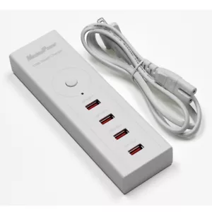 Refuelergy 4-Port USB 2.1,1.0A Charger AC Power Strip Adapter for iPhone (White) - Picture 1 of 4