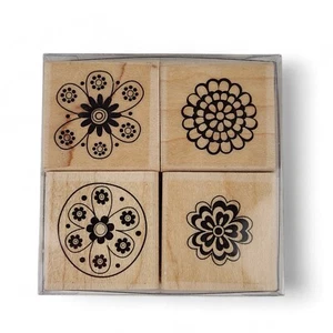 Hero Arts 4 Woodblock Rubber Stamps Kaleidoscope Flower Cardmaking 1.25" - Picture 1 of 6