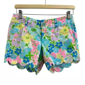 Lilly Pulitzer Women’s Buttercup Shorts Floral Scalloped Hem Mid Rise Size 0 - Picture 1 of 5