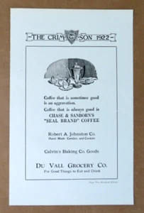 ANTIK 1922 CHASE & SANBORN'S "SEAL BRAND" KAFFEE WERBUNG & EPHEMERA - Bild 1 von 2