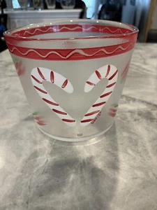 Kosta Boda Glass Christmas Candy Cane Ice Bucket/Bowl See All Photos - Picture 1 of 11