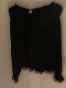 VINTAGE Necessary Objects Black On/off Shoulder L/S top Large - Picture 1 of 2