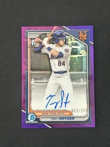 2024 Topps Bwman Chrome 1st Bowman Purple Auto #CPA-TSN Trey Snyder /250 - Imagen 1 de 3