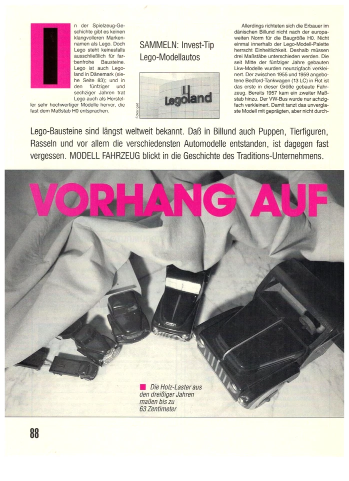 LEGO coches modelo 1/87 entre otros Coleccionar / Invest-Tip - Informe periodístico - ¡3 páginas!! - Imagen 1 de 1