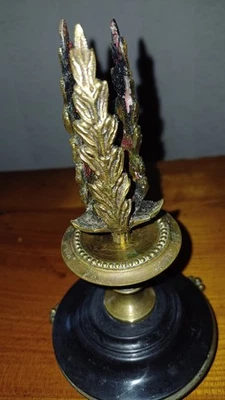 Bougeoir ancien Napoléon III en bronze et marbre noir - Photo 1/4