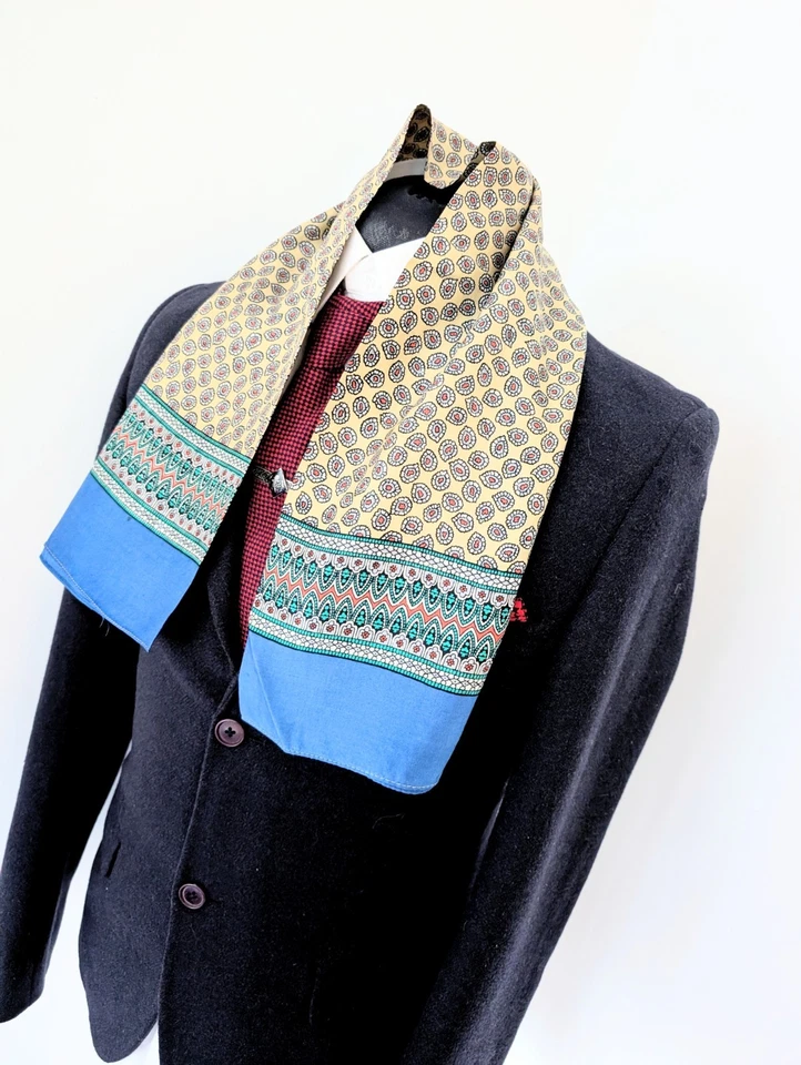 Men's Vintage Paisley Scarf, Gents 60's Silk Evening  Scarf Opera Cravat - Image 1 of 4