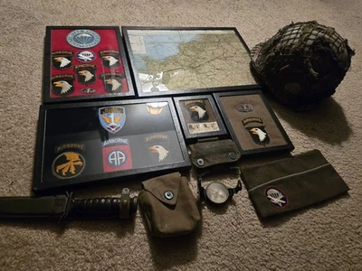 Casco M2 Colección 101ª División Aerotransportada Segunda Guerra Mundial, Parche Original, Aparador, Cuchillo Foto 1 de 4