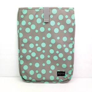 JanSport Womens Gray Green Polka Dot Laptop Computer 16x12 Pad Bag Sleeve Case - Picture 1 of 5