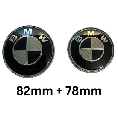 Per BMW Distintivi in Fibra di Carbonio - Anteriore e Posteriore 82mm + 78mm - Immagine 1 di 4