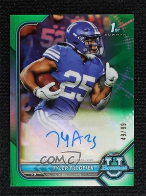 2021 Bowman U Chrome Prospect Green Refractor /99 Tyler Allgeier #BCPA-TA Auto - Image 1 of 2