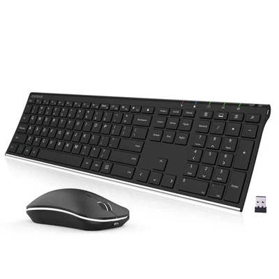 2.4G Wireless Keyboard and Mouse Combo Stainless Steel Ultra Slim Full Size K... - Image 1 of 4