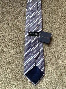 D’este Light Blue & White Striped 100% Silk Men’s Neck Tie Made In Italy, NWT - Picture 1 of 3