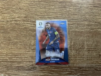 Milan Skriniar 2024 Topps Chrome UEFA Euro Soccer Blue Refractor /75 - Image 1 of 4