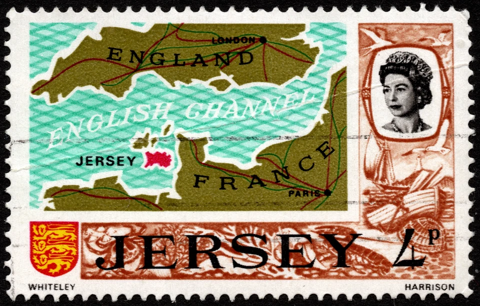 Jersey Stamp Scott # 41 Used F-VF - 4p Channel Islands Map Decimal Definitive - Image 1 of 1