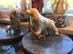 Statuina cane setter inglese porcellana irlandese Belleek vintage marchio blu ottime condizioni - Foto 1 di 11