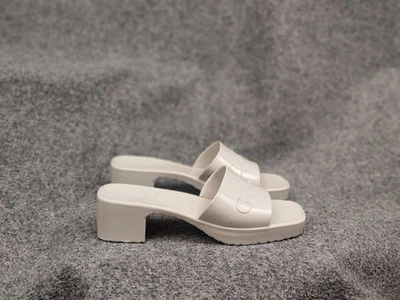 Gucci Rubber Logo Platform Slide Sandal in Mystic White Mules - Image 1 of 4