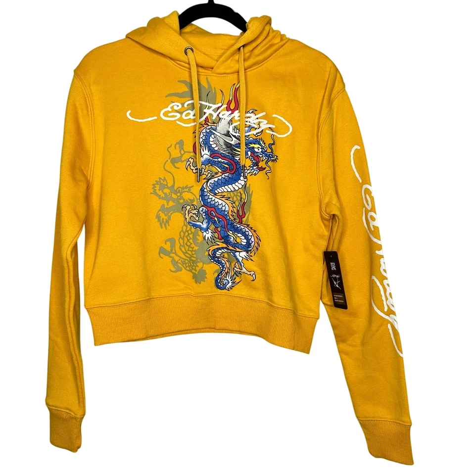 Ed Hardy Japón Dragón Tatuaje Pullover Sudadera con Capucha Amarillo Talla Grande Nuevo con Etiquetas Foto 1 de 4