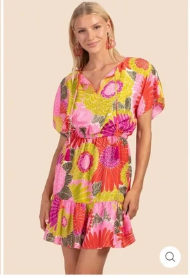 MINIVESTIDO MUJER TRINA TURK MAHALO SEDA ESTAMPADO FLORAL FORRADO MEDIANO Foto 1 de 4