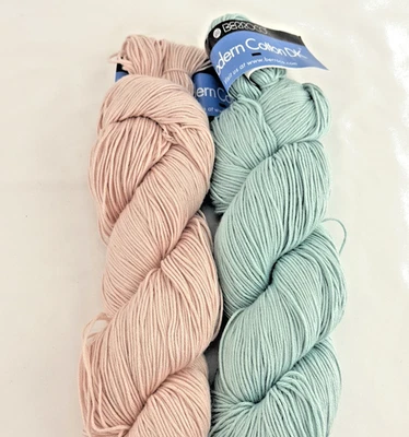 Lot of 2 Berroco Cotton Nylon Blend DK Yarn Light Pink + Mint Green - Image 1 of 3