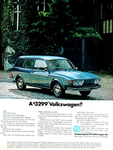 1973 Volkswagen 412 Vintage Wagon Vintage Blue Original Print 8.5 x 11" - Picture 1 of 5