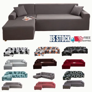 1/2/3/4 Seater Stretch Sofa Covers Slip Cover for L Shape Sectional Couches - Picture 1 of 45
