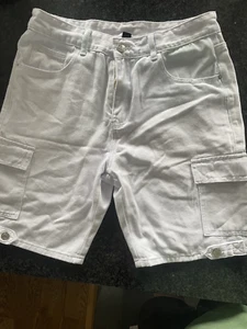 Mens Shein Blue/White denim shorts 32in waist 9.5in inside leg - Picture 1 of 3