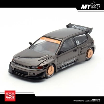 Pop Race 1:64 Pandem Honda Civic EG6 Dark Chrome TMCS 2025 Event Exclusive - image 1 of 4