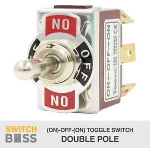 (On)-Off-(On) 3 Way Toggle Switch Heavy Duty DPDT 12V 6.3mm Car Marine - Picture 1 of 8